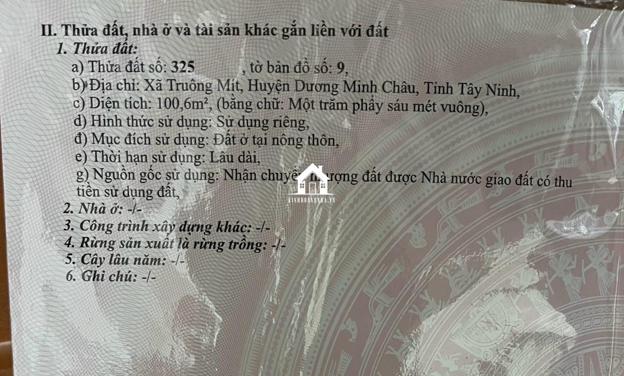 Bán đất diện tích 100 m2 tại xã Truông Mít, Dương Minh Châu.