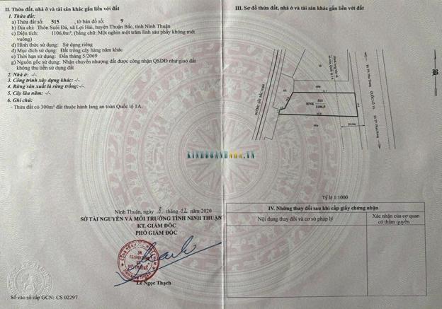 Đất Mặt Tiền Đường QL1A Suối Đá, Lợi Hải, Thuận Bắc, Ninh Thuận.