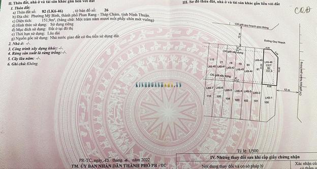 Lô Góc 2 Mặt Tiền Nhìn Ra Công Viên TĐC Khu K2 Phan Rang, Đô Thị Biển Bình Sơn Ninh Chử.
