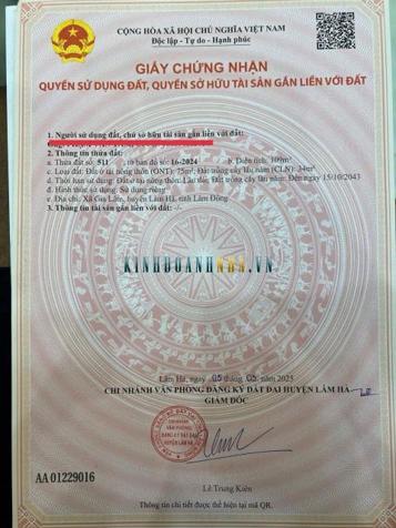 Bán đất 109m² giá 480 triệu tại Xã Gia Lâm, Huyện Lâm Hà.